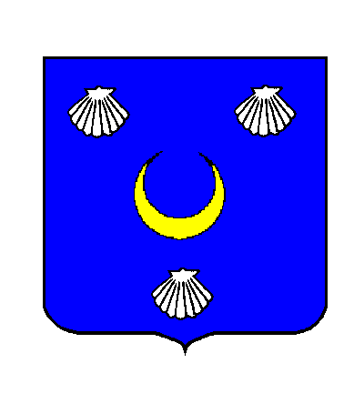 d'azur &agrave; un croissant d'or accompagn&eacute; de trois coquilles d'argent